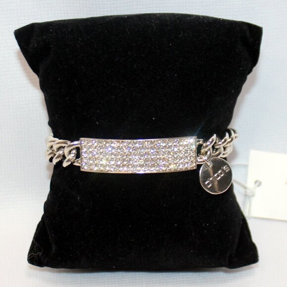 Chico's Silver Plated White Crystal Chain Link Bracelet - Picture 1 of 16